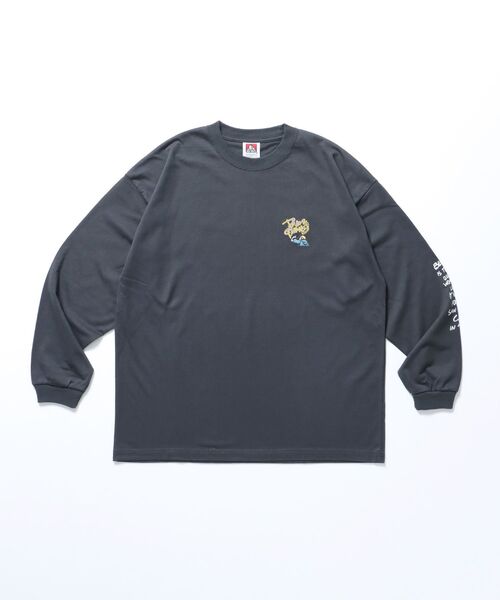 BEN DAVIS（ベンデイビス）の「【BEN DAVIS（ベンデイビス）】SPRAY MASTER L/S TEE[WIDE] / クルーネック 長袖 刺繍 オーバーサイズ（Tシャツ/カットソー・メンズ・ダークグリーン/ホワイト/チャコール・MEDIUM/LARGE/X-LARGE）」の4枚目の写真