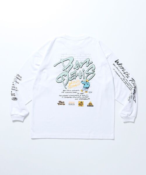 BEN DAVIS（ベンデイビス）の「【BEN DAVIS（ベンデイビス）】SPRAY MASTER L/S TEE[WIDE] / クルーネック 長袖 刺繍 オーバーサイズ（Tシャツ/カットソー・メンズ・ダークグリーン/ホワイト/チャコール・MEDIUM/LARGE/X-LARGE）」の12枚目の写真