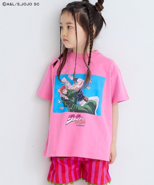 ジョジョの奇妙な冒険（ジョジョノキミョウナボウケン）の「【ジョジョの奇妙な冒険】別注Tシャツ（Tシャツ/カットソー・キッズ・チャコール/ピンク/ブラック・80/90/100/110/120/130/140/150）」の3枚目の写真