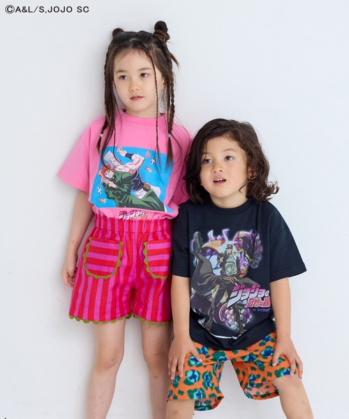 ジョジョの奇妙な冒険（ジョジョノキミョウナボウケン）の「【ジョジョの奇妙な冒険】別注Tシャツ（Tシャツ/カットソー・キッズ・チャコール/ピンク/ブラック・80/90/100/110/120/130/140/150）」の6枚目の写真