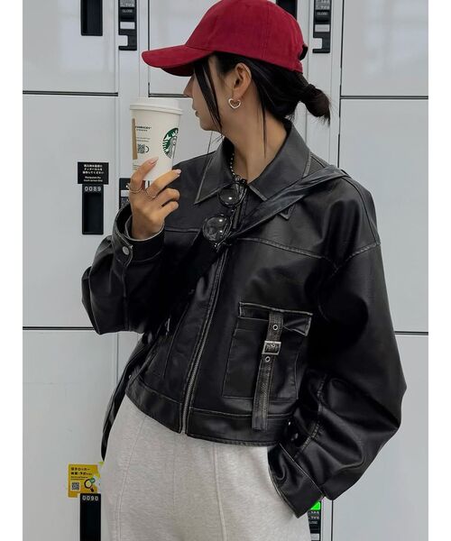 MURUA（ムルーア）の「フェイクレザーショルダーバッグ（ショルダーバッグ・レディース・ブラック/ブラウン・FREE）」の9枚目の写真