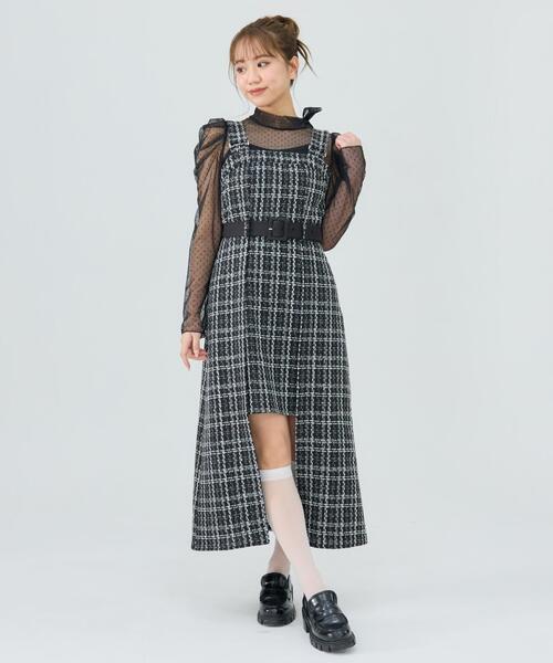 REDYAZEL（レディアゼル）の「ツイードデザインジャンパースカート（ジャンパースカート・レディース・ブラック/オフホワイト・SMALL/MEDIUM）」の18枚目の写真