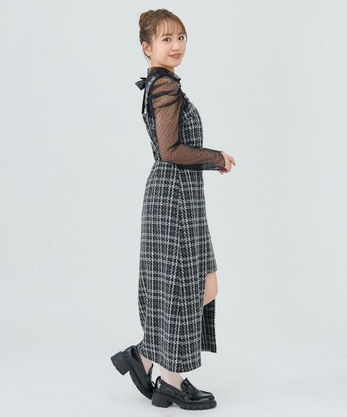 REDYAZEL（レディアゼル）の「ツイードデザインジャンパースカート（ジャンパースカート・レディース・ブラック/オフホワイト・SMALL/MEDIUM）」の19枚目の写真