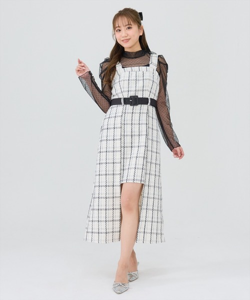 REDYAZEL（レディアゼル）の「ツイードデザインジャンパースカート（ジャンパースカート・レディース・ブラック/オフホワイト・SMALL/MEDIUM）」の12枚目の写真