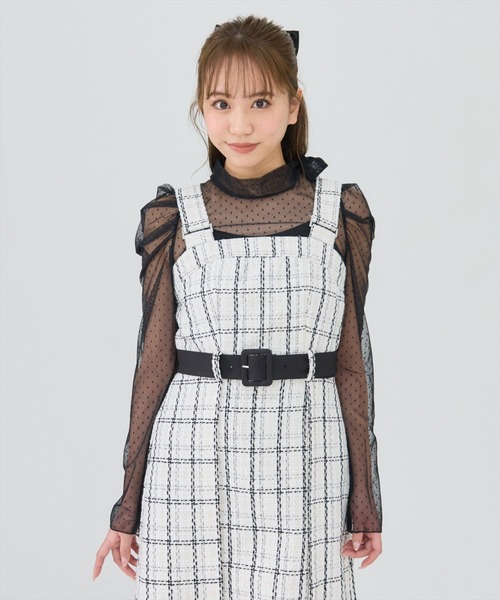 REDYAZEL（レディアゼル）の「ツイードデザインジャンパースカート（ジャンパースカート・レディース・ブラック/オフホワイト・SMALL/MEDIUM）」の3枚目の写真