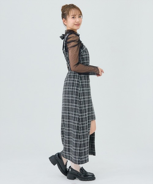 REDYAZEL（レディアゼル）の「ツイードデザインジャンパースカート（ジャンパースカート・レディース・ブラック/オフホワイト・SMALL/MEDIUM）」の7枚目の写真