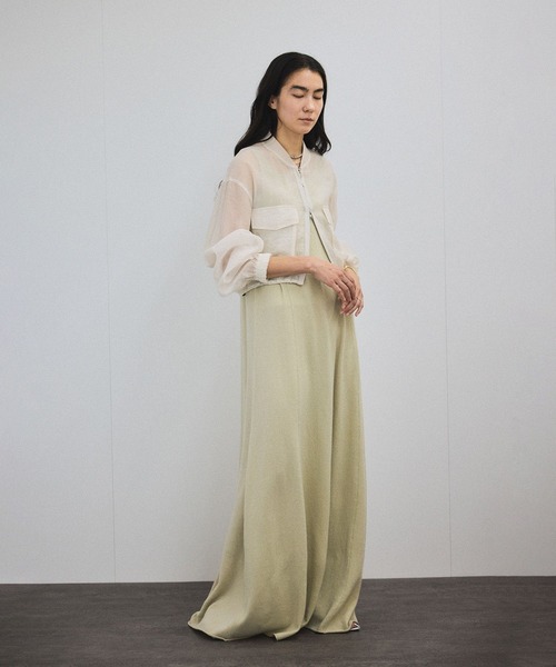 【未使用近】定価¥16,500 光沢感◎ゴールドジップ袖リブシアーブルゾン 未使用近】定価¥16,500 光沢感◎ゴールドジップ袖リブシアー