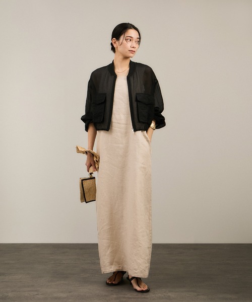 SALON adam et rope'（サロン アダム エ ロペ）の「[25SS]シアークロップドブルゾン 3 / シアーカーディガン（ブルゾン・レディース・ブラック/ブルー系その他4/オフホワイト・FREE）」の10枚目の写真