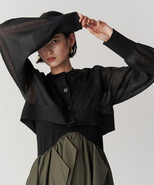 UN3D.(アンスリード)の「UN3D./アンスリード/2TONE SHEER KT CD/2トーンシアーニットカーディガン/5225228011(カーディガン/ボレロ・レディース・ブラック/グレー・FREE)」の13枚目の写真