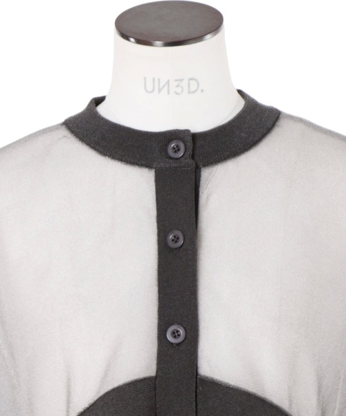 UN3D.(アンスリード)の「UN3D./アンスリード/2TONE SHEER KT CD/2トーンシアーニットカーディガン/5225228011(カーディガン/ボレロ・レディース・ブラック/グレー・FREE)」の6枚目の写真