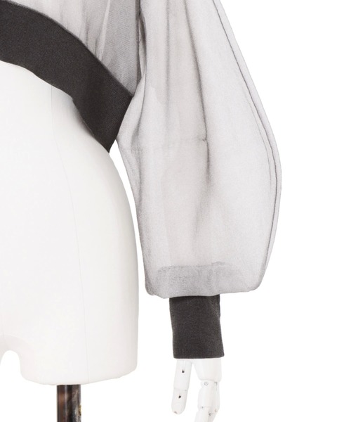 UN3D.(アンスリード)の「UN3D./アンスリード/2TONE SHEER KT CD/2トーンシアーニットカーディガン/5225228011(カーディガン/ボレロ・レディース・ブラック/グレー・FREE)」の4枚目の写真