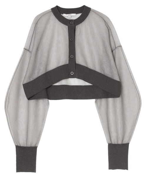 UN3D.(アンスリード)の「UN3D./アンスリード/2TONE SHEER KT CD/2トーンシアーニットカーディガン/5225228011(カーディガン/ボレロ・レディース・ブラック/グレー・FREE)」の3枚目の写真