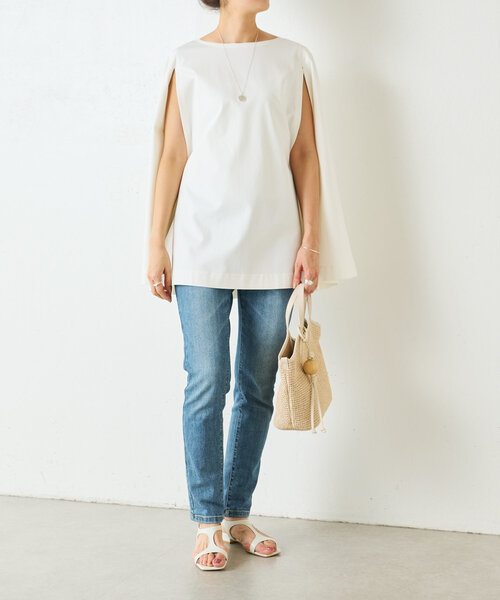 BEARDSLEY（ビアズリー）の「ケープポンチプルオーバー（Tシャツ/カットソー・レディース・ホワイト/ライトグレー・FREE）」の6枚目の写真