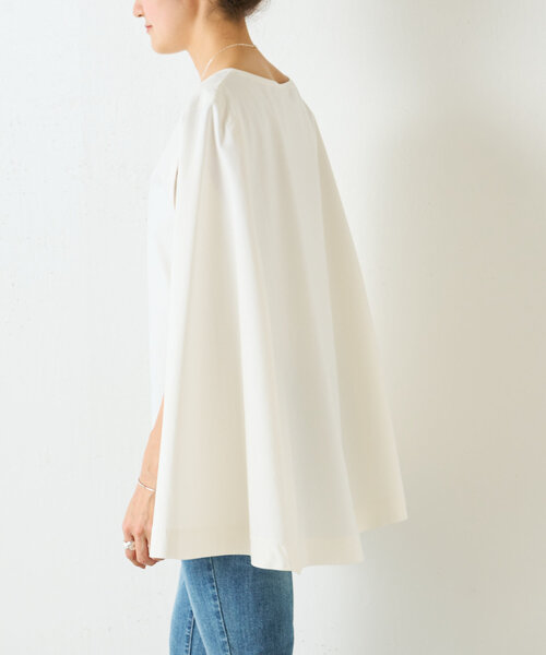 BEARDSLEY（ビアズリー）の「ケープポンチプルオーバー（Tシャツ/カットソー・レディース・ホワイト/ライトグレー・FREE）」の8枚目の写真