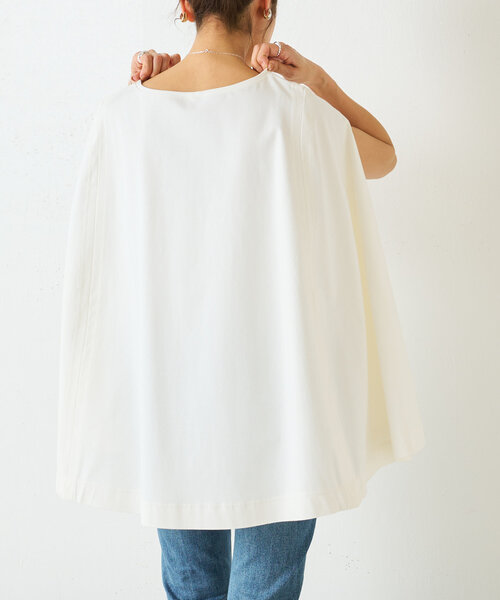 BEARDSLEY（ビアズリー）の「ケープポンチプルオーバー（Tシャツ/カットソー・レディース・ホワイト/ライトグレー・FREE）」の9枚目の写真