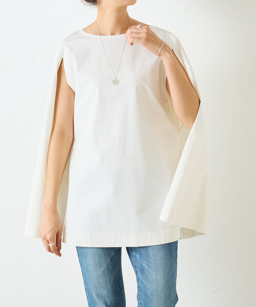 BEARDSLEY（ビアズリー）の「ケープポンチプルオーバー（Tシャツ/カットソー・レディース・ホワイト/ライトグレー・FREE）」の11枚目の写真