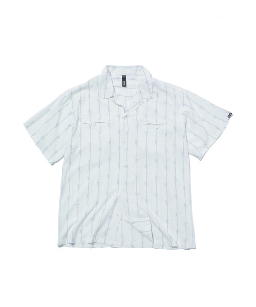 SILAS(サイラス)の「BARBED WIRE S/S OPEN COLLAR SHIRT(シャツ/ブラウス・メンズ・ブラック/ホワイト・M/L)」の1枚目の写真