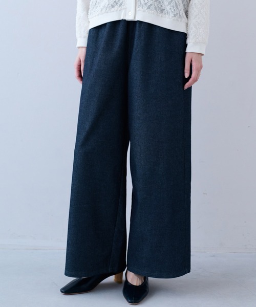IEDIT（イディット）の「ＩＥＤＩＴ　軽やかなはき心地　かのこ素材のワイドデニムパンツ（デニムパンツ・レディース・ブルー/ネイビー・M/L/LL/3L/S/4L）」の2枚目の写真