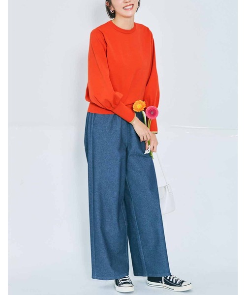 IEDIT（イディット）の「ＩＥＤＩＴ　軽やかなはき心地　かのこ素材のワイドデニムパンツ（デニムパンツ・レディース・ブルー/ネイビー・M/L/LL/3L/S/4L）」の3枚目の写真