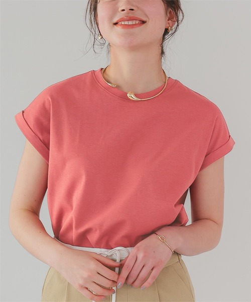 titivate(ティティベイト)の「汗染み防止ダブルカフスTシャツ(Tシャツ/カットソー・レディース・ホワイト系その他/ブラウン/ライトグリーン/ホワイト/チャコール/ブラック/ローズ/グレー/グレイッシュベージュ/ブルーグレー/ライトピンク/ライトイエロー・S/M/L)」の12枚目の写真