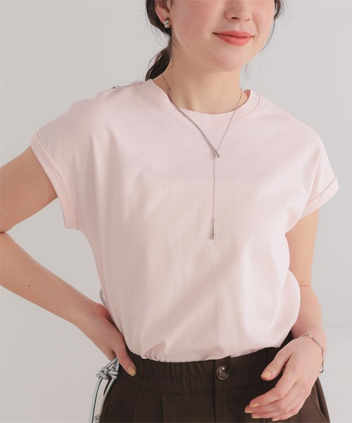 titivate(ティティベイト)の「汗染み防止ダブルカフスTシャツ(Tシャツ/カットソー・レディース・ホワイト系その他/ブラウン/ライトグリーン/ホワイト/チャコール/ブラック/ローズ/グレー/グレイッシュベージュ/ブルーグレー/ライトピンク/ライトイエロー・S/M/L)」の11枚目の写真