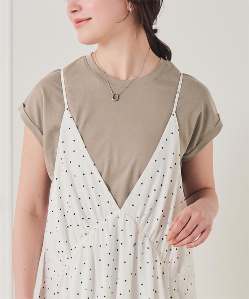 titivate(ティティベイト)の「汗染み防止ダブルカフスTシャツ(Tシャツ/カットソー・レディース・ホワイト系その他/ブラウン/ライトグリーン/ホワイト/チャコール/ブラック/ローズ/グレー/グレイッシュベージュ/ブルーグレー/ライトピンク/ライトイエロー・S/M/L)」の8枚目の写真