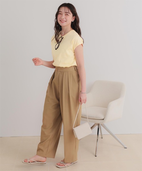 titivate(ティティベイト)の「汗染み防止ダブルカフスTシャツ(Tシャツ/カットソー・レディース・ホワイト系その他/ブラウン/ライトグリーン/ホワイト/チャコール/ブラック/ローズ/グレー/グレイッシュベージュ/ブルーグレー/ライトピンク/ライトイエロー・S/M/L)」の15枚目の写真