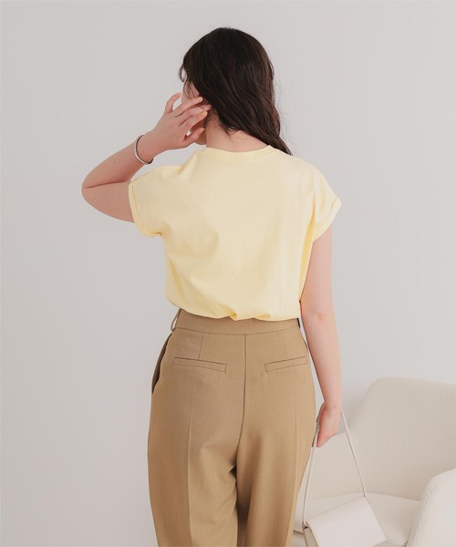titivate(ティティベイト)の「汗染み防止ダブルカフスTシャツ(Tシャツ/カットソー・レディース・ホワイト系その他/ブラウン/ライトグリーン/ホワイト/チャコール/ブラック/ローズ/グレー/グレイッシュベージュ/ブルーグレー/ライトピンク/ライトイエロー・S/M/L)」の16枚目の写真