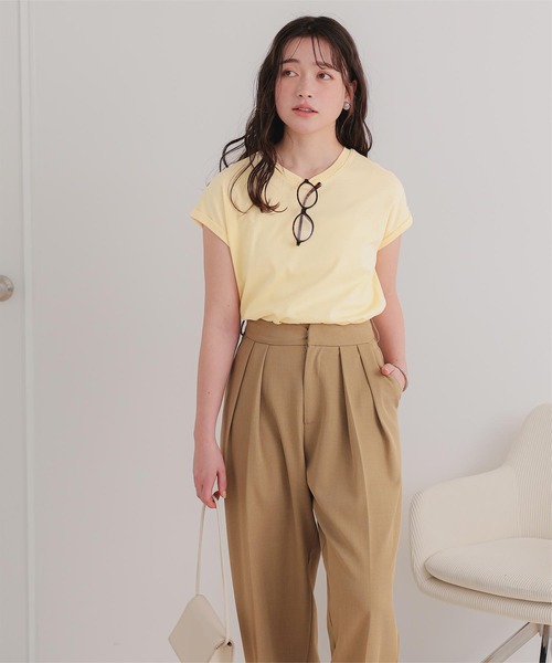 titivate(ティティベイト)の「汗染み防止ダブルカフスTシャツ(Tシャツ/カットソー・レディース・ホワイト系その他/ブラウン/ライトグリーン/ホワイト/チャコール/ブラック/ローズ/グレー/グレイッシュベージュ/ブルーグレー/ライトピンク/ライトイエロー・S/M/L)」の17枚目の写真