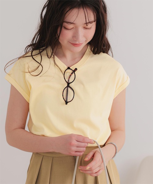 titivate(ティティベイト)の「汗染み防止ダブルカフスTシャツ(Tシャツ/カットソー・レディース・ホワイト系その他/ブラウン/ライトグリーン/ホワイト/チャコール/ブラック/ローズ/グレー/グレイッシュベージュ/ブルーグレー/ライトピンク/ライトイエロー・S/M/L)」の18枚目の写真
