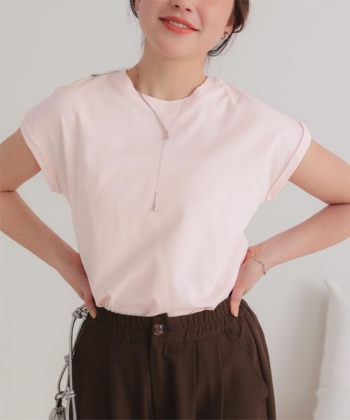 titivate(ティティベイト)の「汗染み防止ダブルカフスTシャツ(Tシャツ/カットソー・レディース・ホワイト系その他/ブラウン/ライトグリーン/ホワイト/チャコール/ブラック/ローズ/グレー/グレイッシュベージュ/ブルーグレー/ライトピンク/ライトイエロー・S/M/L)」の19枚目の写真