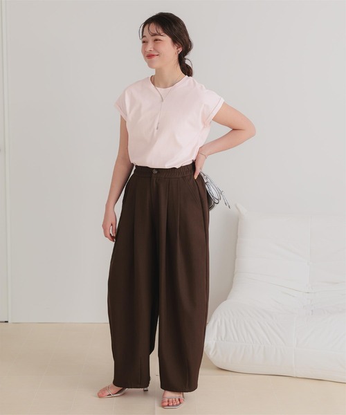 titivate(ティティベイト)の「汗染み防止ダブルカフスTシャツ(Tシャツ/カットソー・レディース・ホワイト系その他/ブラウン/ライトグリーン/ホワイト/チャコール/ブラック/ローズ/グレー/グレイッシュベージュ/ブルーグレー/ライトピンク/ライトイエロー・S/M/L)」の20枚目の写真