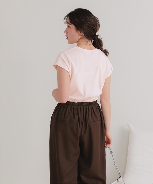 titivate(ティティベイト)の「汗染み防止ダブルカフスTシャツ(Tシャツ/カットソー・レディース・ホワイト系その他/ブラウン/ライトグリーン/ホワイト/チャコール/ブラック/ローズ/グレー/グレイッシュベージュ/ブルーグレー/ライトピンク/ライトイエロー・S/M/L)」の21枚目の写真