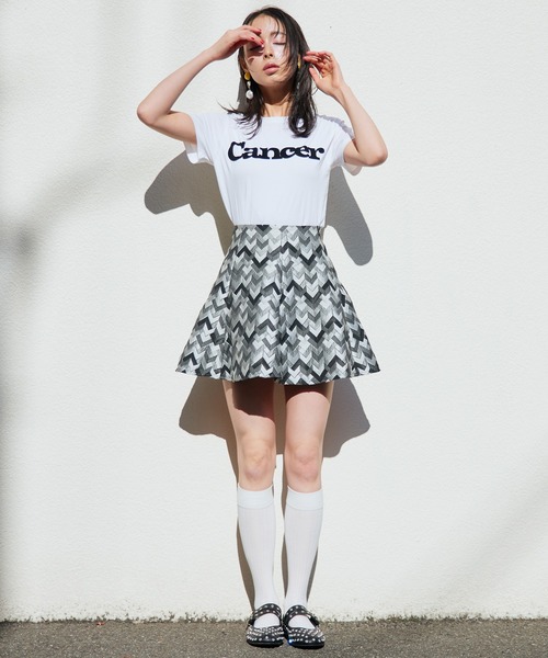 Narcissus（ナルシス）の「ジャガードフレアミニスカート（スカート・レディース・ピンク/ホワイト・FREE）」の4枚目の写真