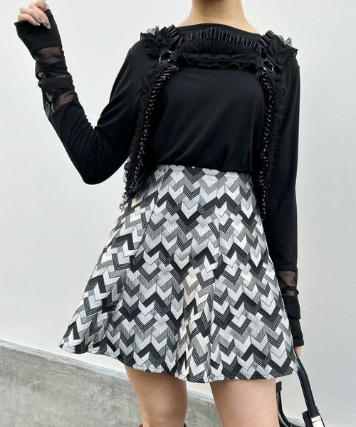 Narcissus（ナルシス）の「ジャガードフレアミニスカート（スカート・レディース・ピンク/ホワイト・FREE）」の7枚目の写真