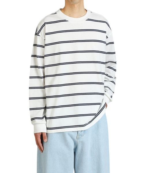 BALLAST ARK（バラストアーク）の「BALLAST ARK / バラストアーク：ORGANIC COTTON BORDER L/S TEE：BA11-T001[AST]（Tシャツ/カットソー・メンズ・グリーン系その他/ホワイト×ネイビー・M/L）」の9枚目の写真