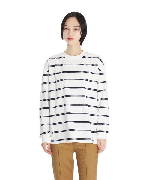 BALLAST ARK（バラストアーク）の「BALLAST ARK / バラストアーク：ORGANIC COTTON BORDER L/S TEE：BA11-T001[AST]（Tシャツ/カットソー・メンズ・グリーン系その他/ホワイト×ネイビー・M/L）」の13枚目の写真