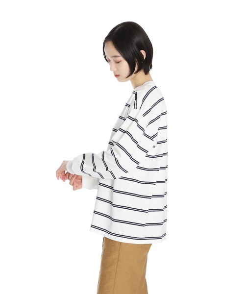 BALLAST ARK（バラストアーク）の「BALLAST ARK / バラストアーク：ORGANIC COTTON BORDER L/S TEE：BA11-T001[AST]（Tシャツ/カットソー・メンズ・グリーン系その他/ホワイト×ネイビー・M/L）」の14枚目の写真