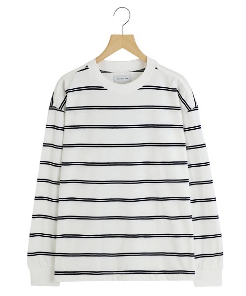 BALLAST ARK（バラストアーク）の「BALLAST ARK / バラストアーク：ORGANIC COTTON BORDER L/S TEE：BA11-T001[AST]（Tシャツ/カットソー・メンズ・グリーン系その他/ホワイト×ネイビー・M/L）」の4枚目の写真