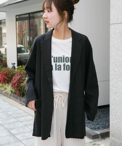 ITEMS URBANRESEARCH(アイテムズ アーバンリサーチ)の「リネンレーヨンジャケット(その他アウター・レディース・ブラック/ライトベージュ/ブラウン系その他・FREE)」の13枚目の写真