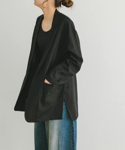 ITEMS URBANRESEARCH(アイテムズ アーバンリサーチ)の「リネンレーヨンジャケット(その他アウター・レディース・ブラック/ライトベージュ/ブラウン系その他・FREE)」の7枚目の写真
