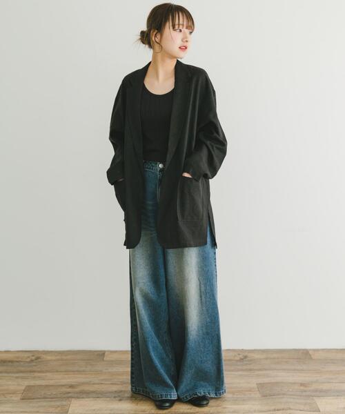 ITEMS URBANRESEARCH(アイテムズ アーバンリサーチ)の「リネンレーヨンジャケット(その他アウター・レディース・ブラック/ライトベージュ/ブラウン系その他・FREE)」の6枚目の写真