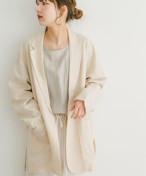 ITEMS URBANRESEARCH(アイテムズ アーバンリサーチ)の「リネンレーヨンジャケット(その他アウター・レディース・ブラック/ライトベージュ/ブラウン系その他・FREE)」の18枚目の写真