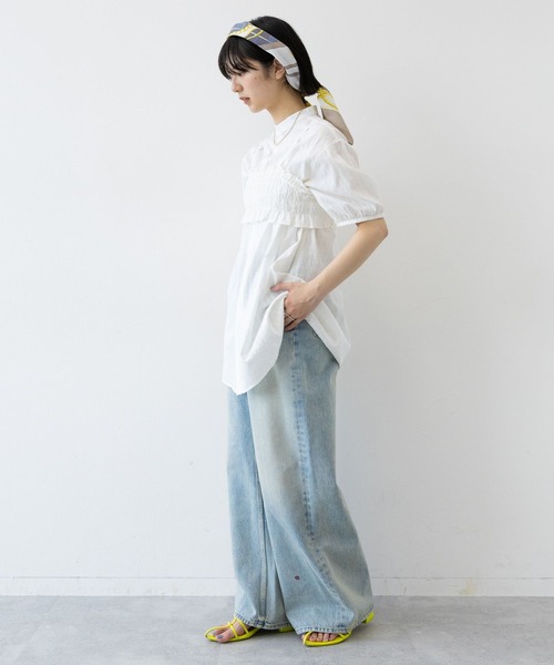 RAGEBLUE（レイジブルー）の「3WAY/リボンビスチェセットシャツチュニック（シャツ/ブラウス・レディース・ホワイト/グリーン・FREE）」の5枚目の写真