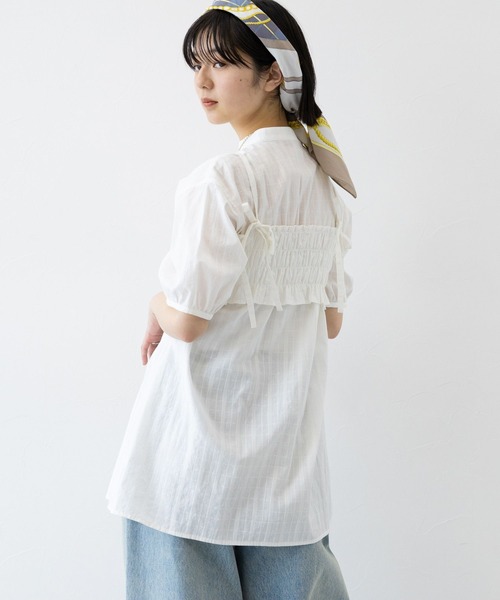 RAGEBLUE（レイジブルー）の「3WAY/リボンビスチェセットシャツチュニック（シャツ/ブラウス・レディース・ホワイト/グリーン・FREE）」の8枚目の写真