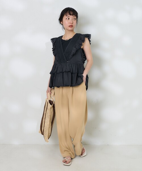 FREAK'S STORE(フリークスストア)の「インド ノースリーブ レースフリル カシュクールトップス(シャツ/ブラウス・レディース・ブラック/オフホワイト/ピンク/イエロー・フリ-)」の19枚目の写真