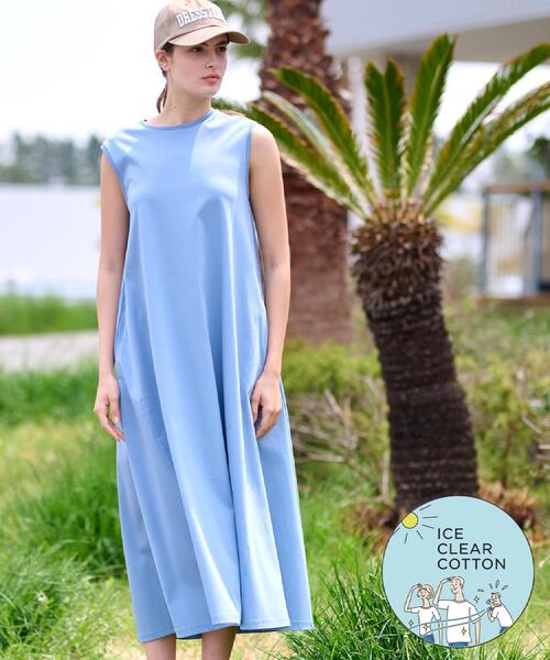 DRESSTERIOR(ドレステリア)の「【ポケットあり/接触冷感/抗菌防臭/消臭】アイスクリアコットンワンピース(ワンピース・レディース・ブラック/ライトブルー/オレンジ・34/36/38)」の3枚目の写真