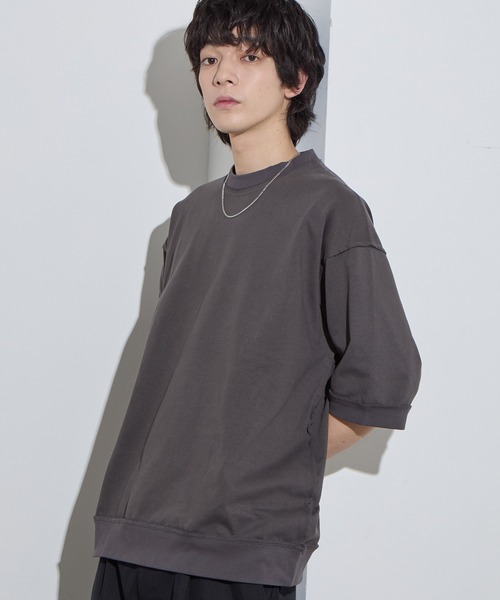 SLICK(スリック)の「【SLICK/スリック】Heavy Weight Cut Off Ribed T-shirt / ヘビーウェイトカットオフTシャツ/オーバーサイズ シルエット / ヘビーウェイト(Tシャツ/カットソー・メンズ・スミクロ/ブラック/ヘザーグレー・1/2/3)」の2枚目の写真