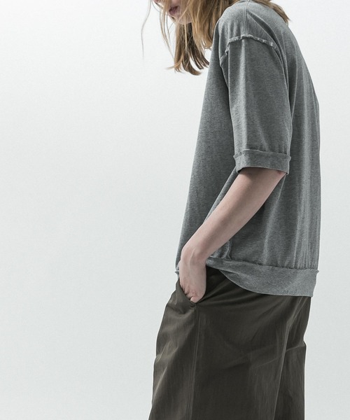 SLICK(スリック)の「【SLICK/スリック】Heavy Weight Cut Off Ribed T-shirt / ヘビーウェイトカットオフTシャツ/オーバーサイズ シルエット / ヘビーウェイト(Tシャツ/カットソー・メンズ・スミクロ/ブラック/ヘザーグレー・1/2/3)」の3枚目の写真
