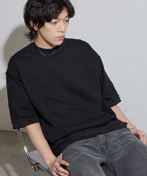 SLICK(スリック)の「【SLICK/スリック】Heavy Weight Cut Off Ribed T-shirt / ヘビーウェイトカットオフTシャツ/オーバーサイズ シルエット / ヘビーウェイト(Tシャツ/カットソー・メンズ・スミクロ/ブラック/ヘザーグレー・1/2/3)」の1枚目の写真